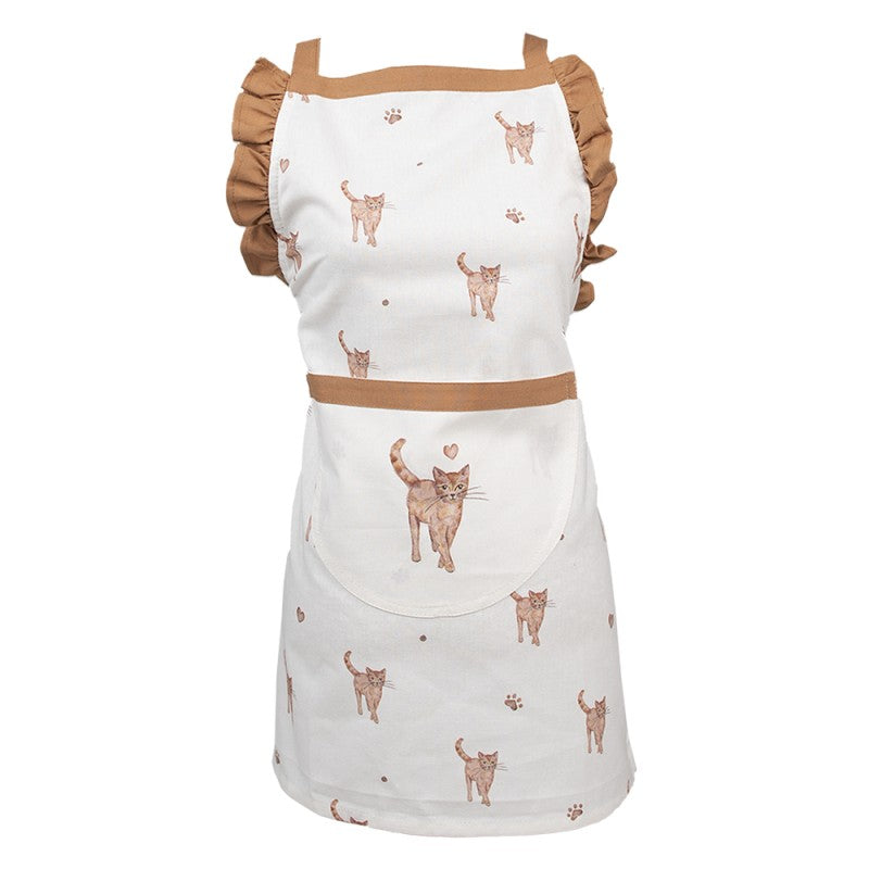 CLAYRE & EEF KEUKENSCHORT KINDEREN 48X56 CM BEIGE BRUIN KATOEN