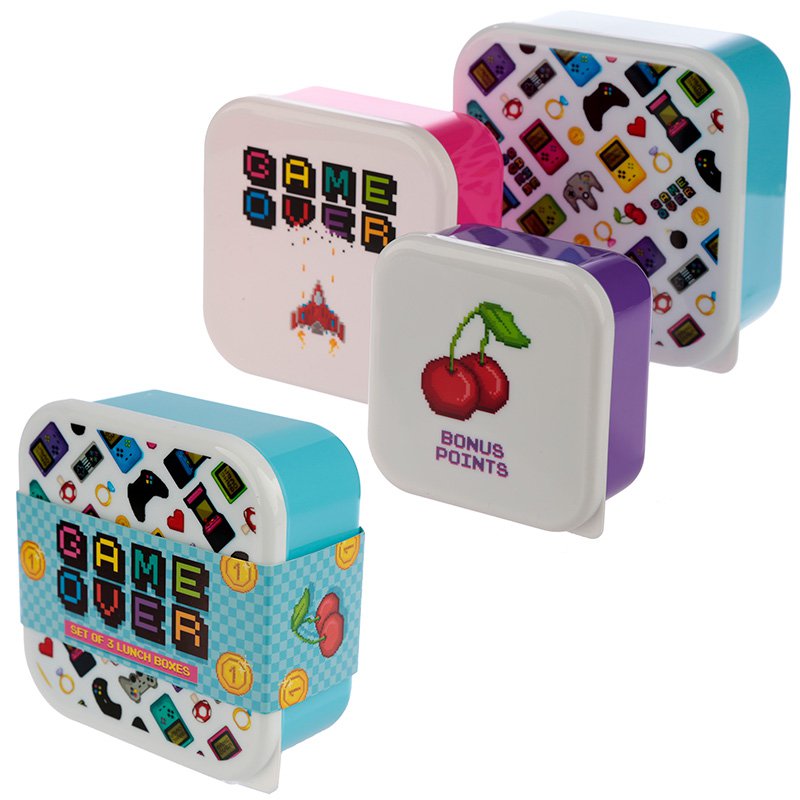 Set of 3 Lunch Box Snack Pots S/M/L - Game Over