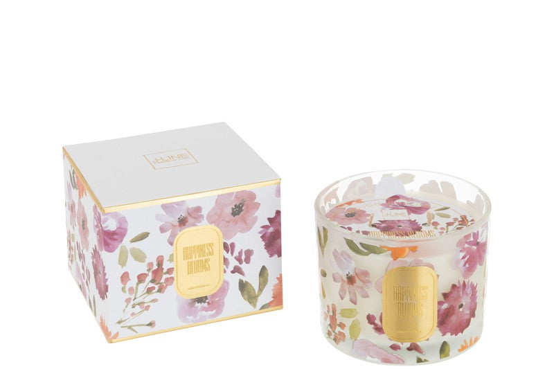 J-Line Pleasure of Living Geurkaars Happiness 10.5x8.5 cm - Wit - 35 Branduren