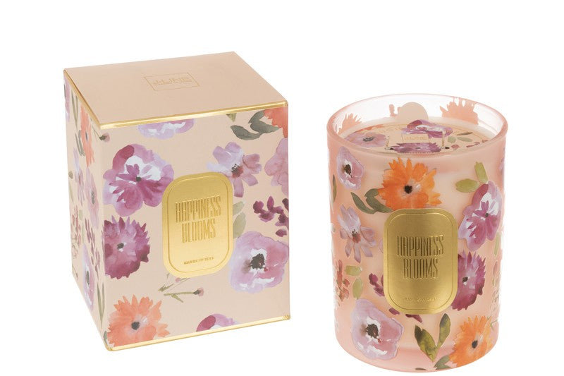 J-Line Pleasure of Living Geurkaars Happiness Blooms Roze 10x10x (h)12.5 Cm